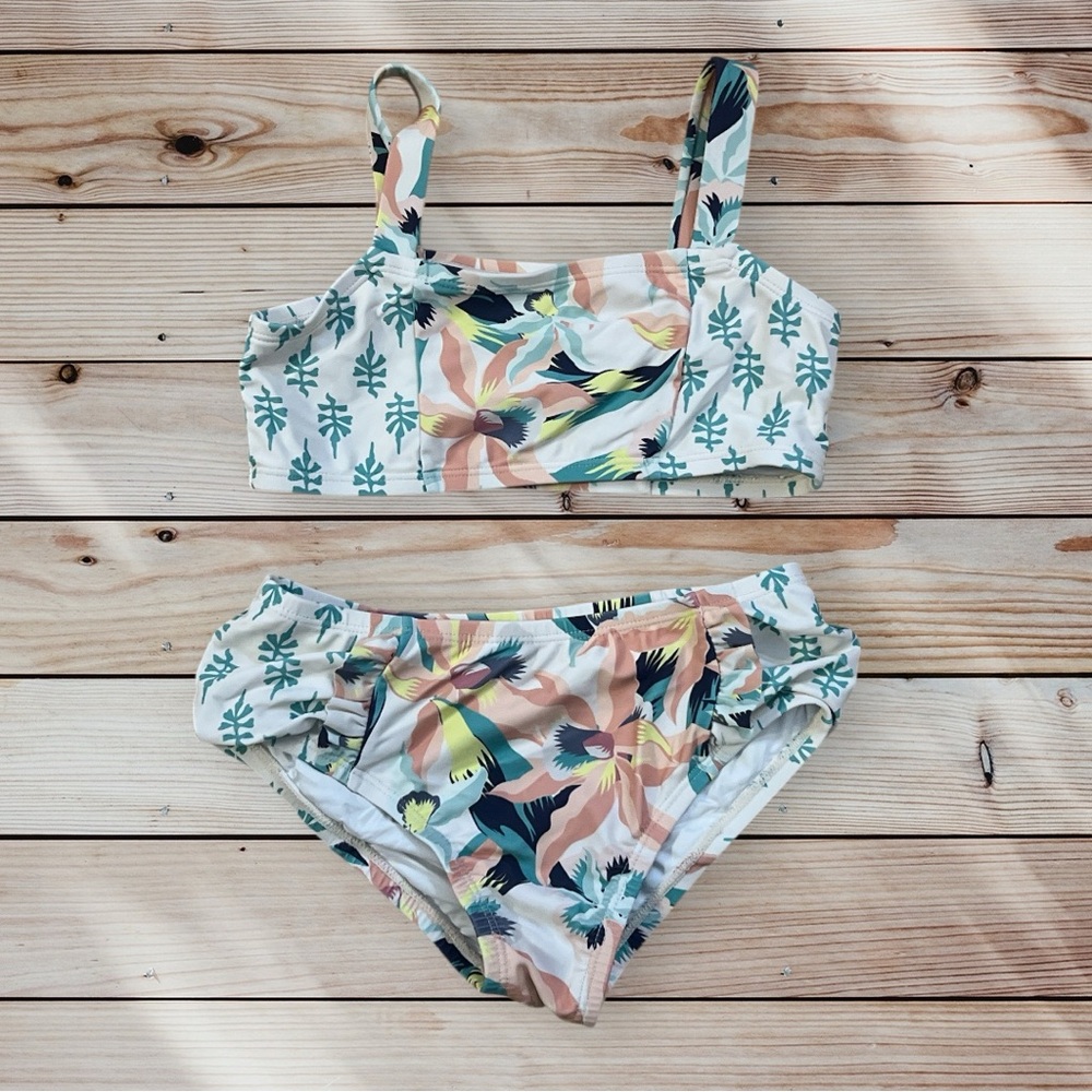 Jessica Simpson Floral Kids Swim Set 2 piece bikini Swimsuit Size Small 7